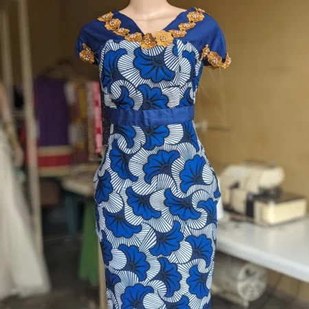 Ankara fitted Beaded Dress
